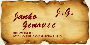 Janko Gemović vizit kartica
